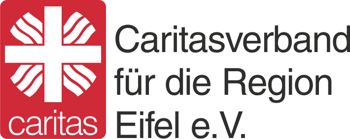 Flammenkreuz-Logo der Caritas, daneben der Schriftzug &quot;Caritasverband f&#252;r die Region Eifel e.V.&quot;